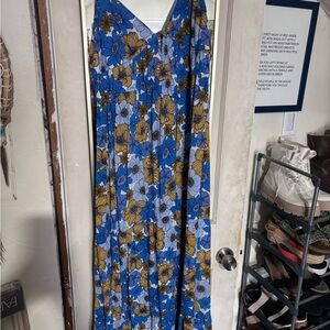 Floral Blue and Yellow Maxi Dress